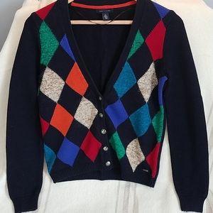 Women's argyle button down sweater
